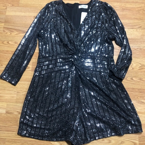 Impressions Black “Really Obsessed” Sequin Romper size 1X - Picture 1 of 5